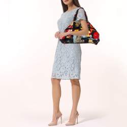 Pre Owned Salvatore Ferragamo Multicolor Nylon and Leather Jungle Safari Print Leopard Tote