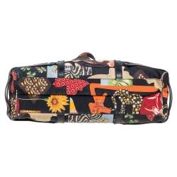 Pre Owned Salvatore Ferragamo Multicolor Nylon and Leather Jungle Safari Print Leopard Tote
