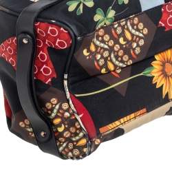 Pre Owned Salvatore Ferragamo Multicolor Nylon and Leather Jungle Safari Print Leopard Tote