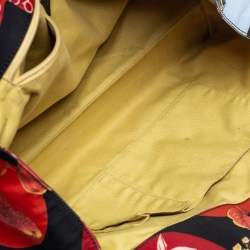 Pre Owned Salvatore Ferragamo Multicolor Nylon and Leather Jungle Safari Print Leopard Tote