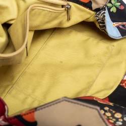 Pre Owned Salvatore Ferragamo Multicolor Nylon and Leather Jungle Safari Print Leopard Tote