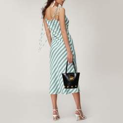 Pre Owned Salvatore Ferragamo Black Leather Vintage Flap-Lock Bucket Bag 