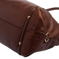 Pre Owned Salvatore Ferragamo Brown Leather Gancini Satchel