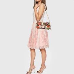 Pre Owned Salvatore Ferragamo Multicolor Printed Nylon and Leather Flap Shoulder Bag