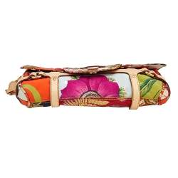 Pre Owned Salvatore Ferragamo Multicolor Printed Nylon and Leather Flap Shoulder Bag