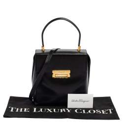 مملوكة مسبقًا حقيبة سالفاتوري فيراغامو جلد أسود بيد علوية