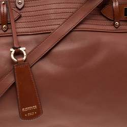 Pre Owned Salvatore Ferragamo Brown Leather Gancini Tote