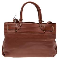 Pre Owned Salvatore Ferragamo Brown Leather Gancini Tote
