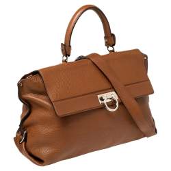 Pre Owned حقيبة سالفاتوري فيراغامو صوفيا جلد بني كبيرة بيد علوية