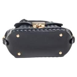 Pre Owned حقيبة ساتشل سالفاتوري فيراغامو فياما صغيرة جلد مبطن أسود