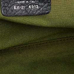 Pre Owned Salvatore Ferragamo Black Gancini Velvet And Leather Shoulder Bag