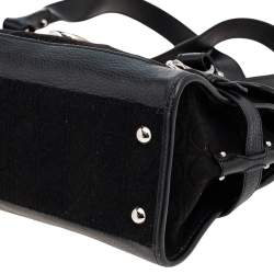 Pre Owned Salvatore Ferragamo Black Gancini Velvet And Leather Shoulder Bag