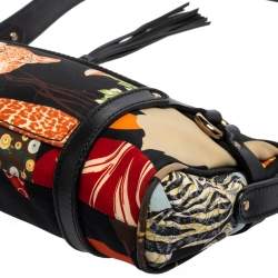 Pre Owned Salvatore Ferragamo Multicolor Printed Nylon And Leather Satchel
