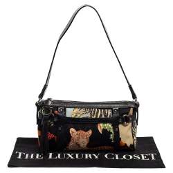 Pre Owned Salvatore Ferragamo Multicolor Printed Nylon And Leather Satchel