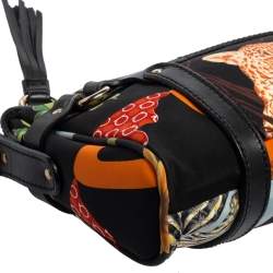 Pre Owned Salvatore Ferragamo Multicolor Printed Nylon And Leather Satchel