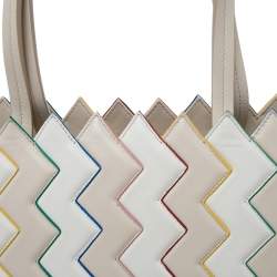 Pre Owned Salvatore Ferragamo Multicolor Zigzag Leather Tote