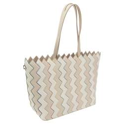 Pre Owned Salvatore Ferragamo Multicolor Zigzag Leather Tote
