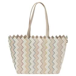 Pre Owned Salvatore Ferragamo Multicolor Zigzag Leather Tote