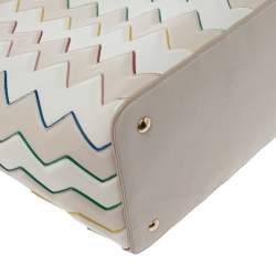 Pre Owned Salvatore Ferragamo Multicolor Zigzag Leather Tote