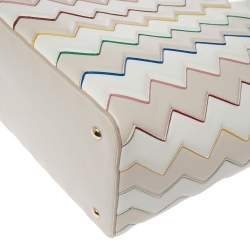 Pre Owned Salvatore Ferragamo Multicolor Zigzag Leather Tote