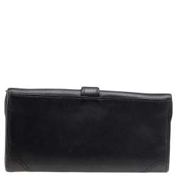 Pre Owned Salvatore Ferragamo Black Leather Vintage Gancini Buckle Continental Wallet