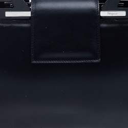 Pre Owned حقيبة ساتشل سالفاتوري فيراغامو غانسيو جلد أسود