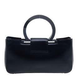 Pre Owned حقيبة ساتشل سالفاتوري فيراغامو غانسيو جلد أسود