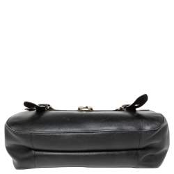 Pre Owned Salvatore Ferragamo Black Leather Gancio Flap Satchel