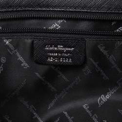 Pre Owned Salvatore Ferragamo Black Leather Gancio Flap Satchel