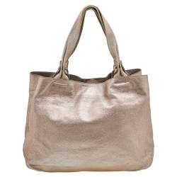 Salvatore Ferragamo Metallic Bronze Leather Miss Vara Bow Tote
