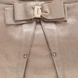 Salvatore Ferragamo Metallic Bronze Leather Miss Vara Bow Tote
