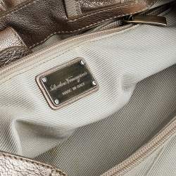 Salvatore Ferragamo Metallic Bronze Leather Miss Vara Bow Tote