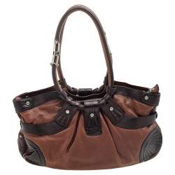Pre Owned Salvatore Ferragamo Brown Leather Gancini Shoulder Bag