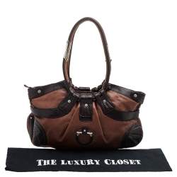 Pre Owned Salvatore Ferragamo Brown Leather Gancini Shoulder Bag
