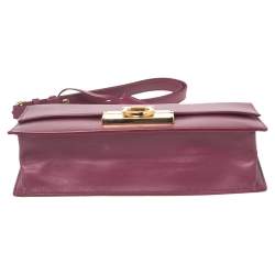 Pre Owned Salvatore Ferragamo Magenta Leather Gancio Lock Top Handle Bag