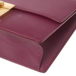 Pre Owned Salvatore Ferragamo Magenta Leather Gancio Lock Top Handle Bag