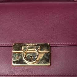 Pre Owned Salvatore Ferragamo Magenta Leather Gancio Lock Top Handle Bag