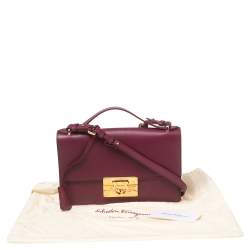 Pre Owned Salvatore Ferragamo Magenta Leather Gancio Lock Top Handle Bag