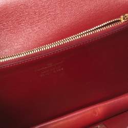 Pre Owned Salvatore Ferragamo Magenta Leather Gancio Lock Top Handle Bag