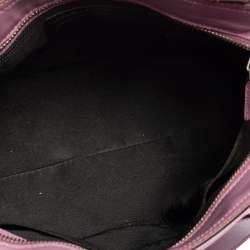 Pre Owned Salvatore Ferragamo Purple Leather Gancini Buckle Tote