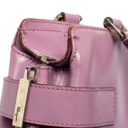 Pre Owned Salvatore Ferragamo Purple Leather Gancini Buckle Tote