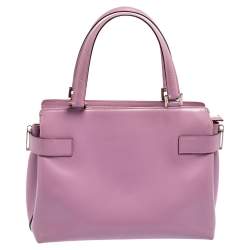 Pre Owned Salvatore Ferragamo Purple Leather Gancini Buckle Tote