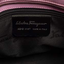 Pre Owned Salvatore Ferragamo Purple Leather Gancini Buckle Tote