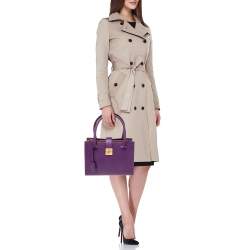 Pre Owned Salvatore Ferragamo Purple Leather Gancio Lock Tote