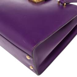 Pre Owned Salvatore Ferragamo Purple Leather Gancio Lock Tote