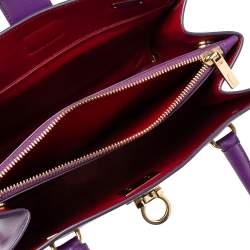 Pre Owned Salvatore Ferragamo Purple Leather Gancio Lock Tote