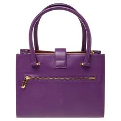 Pre Owned Salvatore Ferragamo Purple Leather Gancio Lock Tote