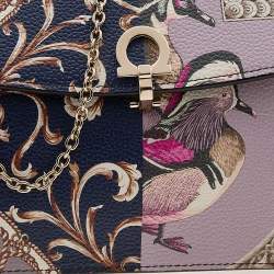 مملوكة مسبقًا Salvatore Ferragamo Multicolor Foulard Print Leather Chain Crossbody Bag 