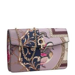 مملوكة مسبقًا Salvatore Ferragamo Multicolor Foulard Print Leather Chain Crossbody Bag 