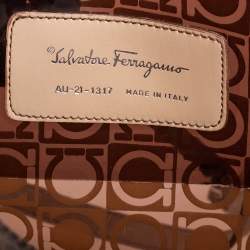 مملوكة مسبقًا Salvatore Ferragamo Beige/Brown Logo Print PVC Tote
